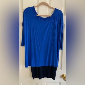 Bailey 44 Dress, attached T-shirt and dress.  T-shirt knit fabric.  Raw edges.